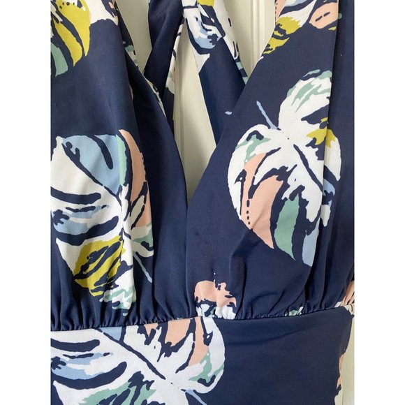 NEW Fortune Swimwear One Piece Deep V Cross Back Leaf Print Swimsuit XL Xlarge - Picture 3 of 7